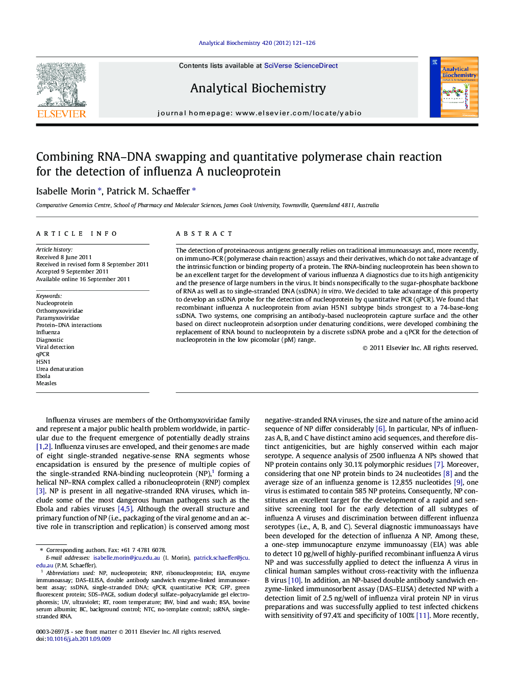 Combining RNA-DNA swapping and quantitative polymerase chain reaction for the detection of influenza A nucleoprotein