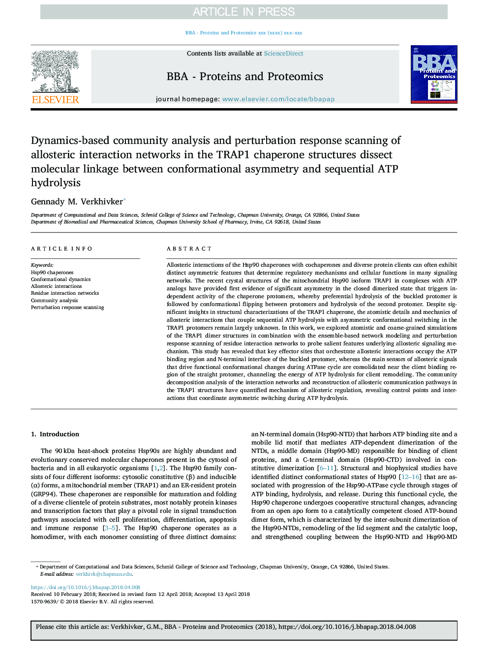 Dynamics-based community analysis and perturbation response scanning of allosteric interaction networks in the TRAP1 chaperone structures dissect molecular linkage between conformational asymmetry and sequential ATP hydrolysis