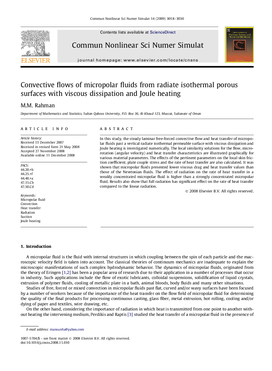 Convective flows of micropolar fluids from radiate isothermal porous surfaces with viscous dissipation and Joule heating