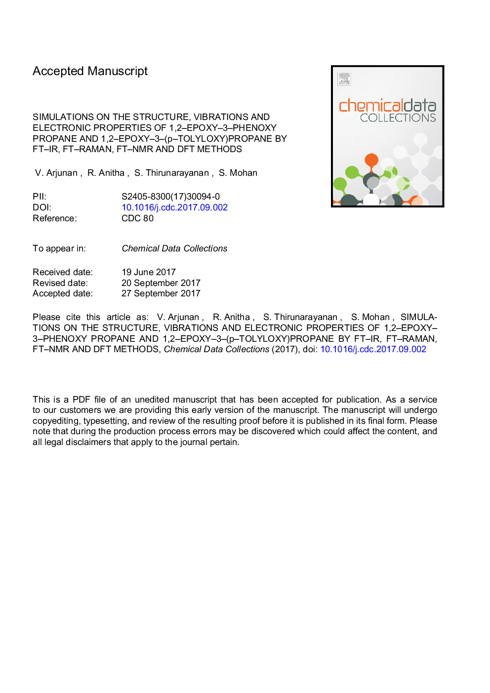 Simulations on the structure, vibrations and electronic properties of 1,2-epoxy-3-phenoxy propane and 1,2-epoxy-3-(p-tolyloxy)propane by FT-IR, FT-Raman, FT-NMR and DFT methods