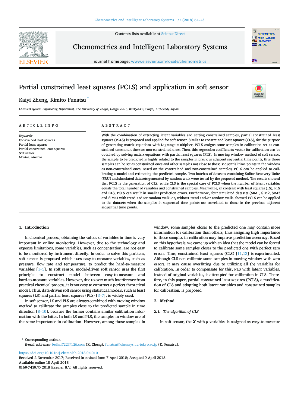 Partial constrained least squares (PCLS) and application in soft sensor