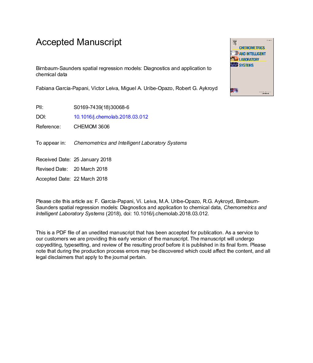 Birnbaum-Saunders spatial regression models: Diagnostics and application to chemical data