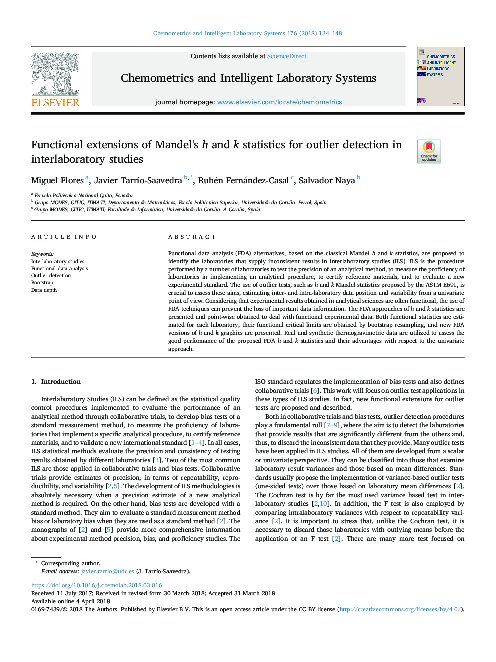 Functional extensions of Mandel's h and k statistics for outlier detection in interlaboratory studies