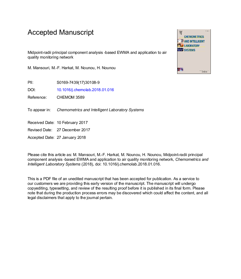 Midpoint-radii principal component analysis -based EWMA and application to air quality monitoring network