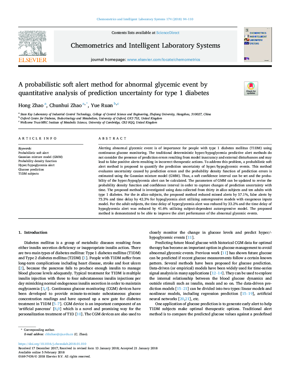 A probabilistic soft alert method for abnormal glycemic event by quantitative analysis of prediction uncertainty for type 1 diabetes