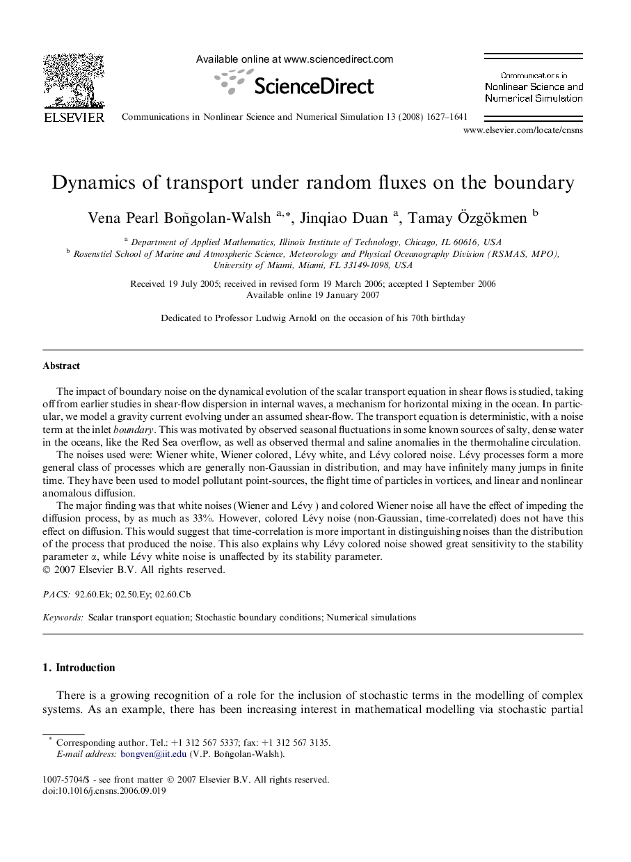 Dynamics of transport under random fluxes on the boundary