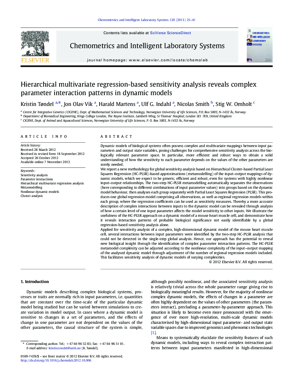 Hierarchical multivariate regression-based sensitivity analysis reveals complex parameter interaction patterns in dynamic models