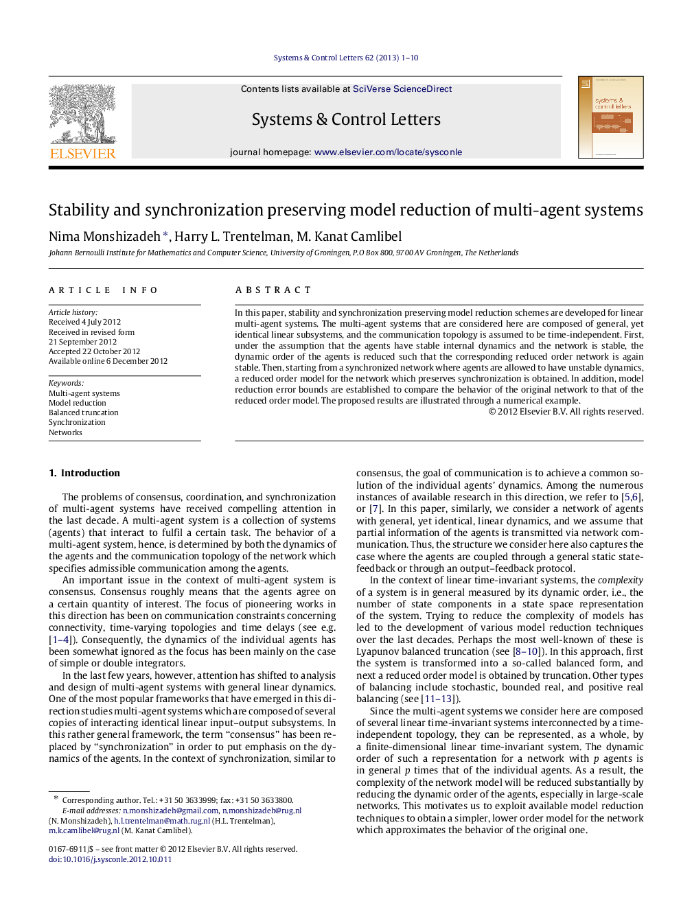 Stability and synchronization preserving model reduction of multi-agent systems