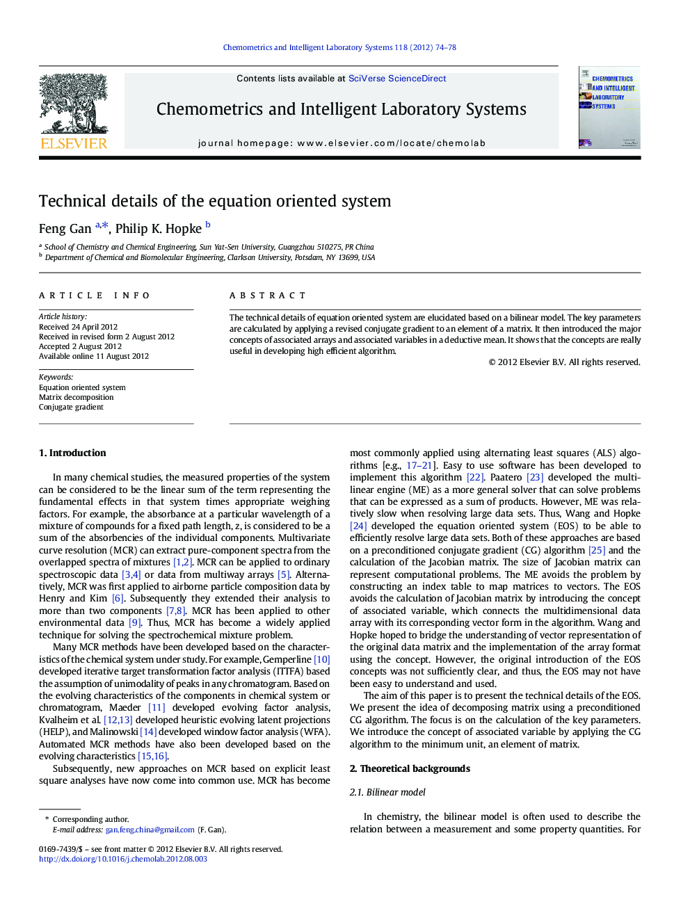 Technical details of the equation oriented system