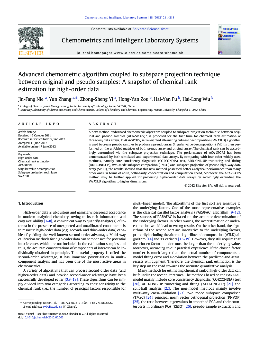 Advanced chemometric algorithm coupled to subspace projection technique between original and pseudo samples: A snapshot of chemical rank estimation for high-order data