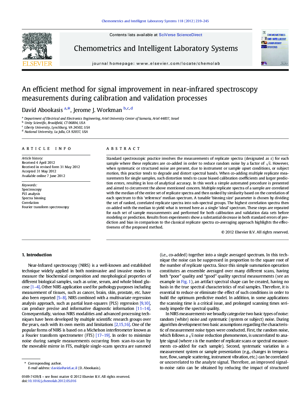 An efficient method for signal improvement in near-infrared spectroscopy measurements during calibration and validation processes