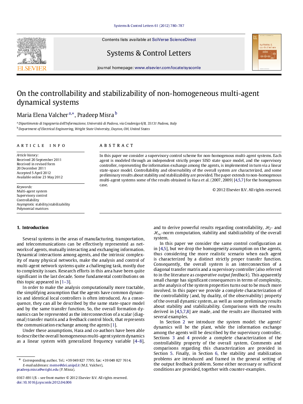 On the controllability and stabilizability of non-homogeneous multi-agent dynamical systems