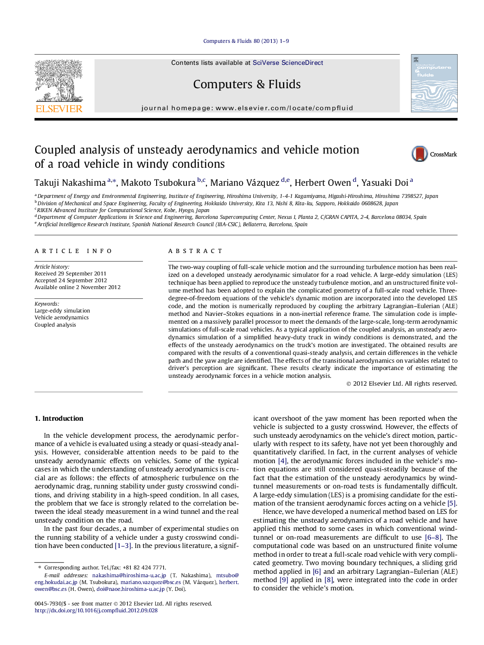 Coupled analysis of unsteady aerodynamics and vehicle motion of a road vehicle in windy conditions