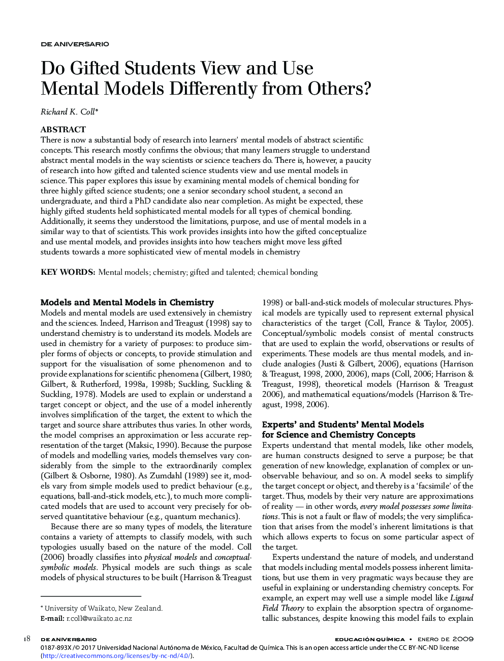 Do Gifted Students View and Use Mental Models Differently from Others?