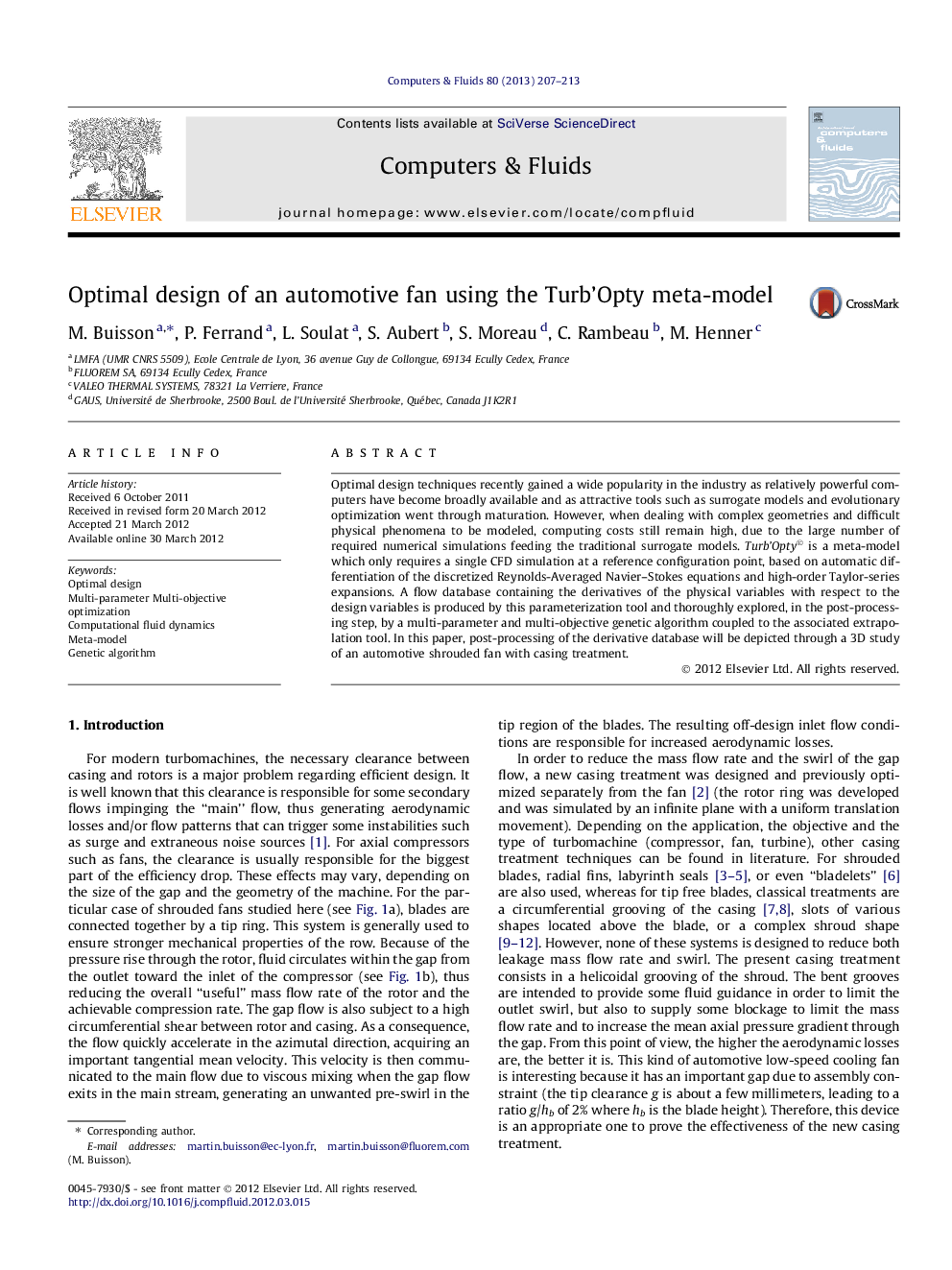 Optimal design of an automotive fan using the Turb’Opty meta-model