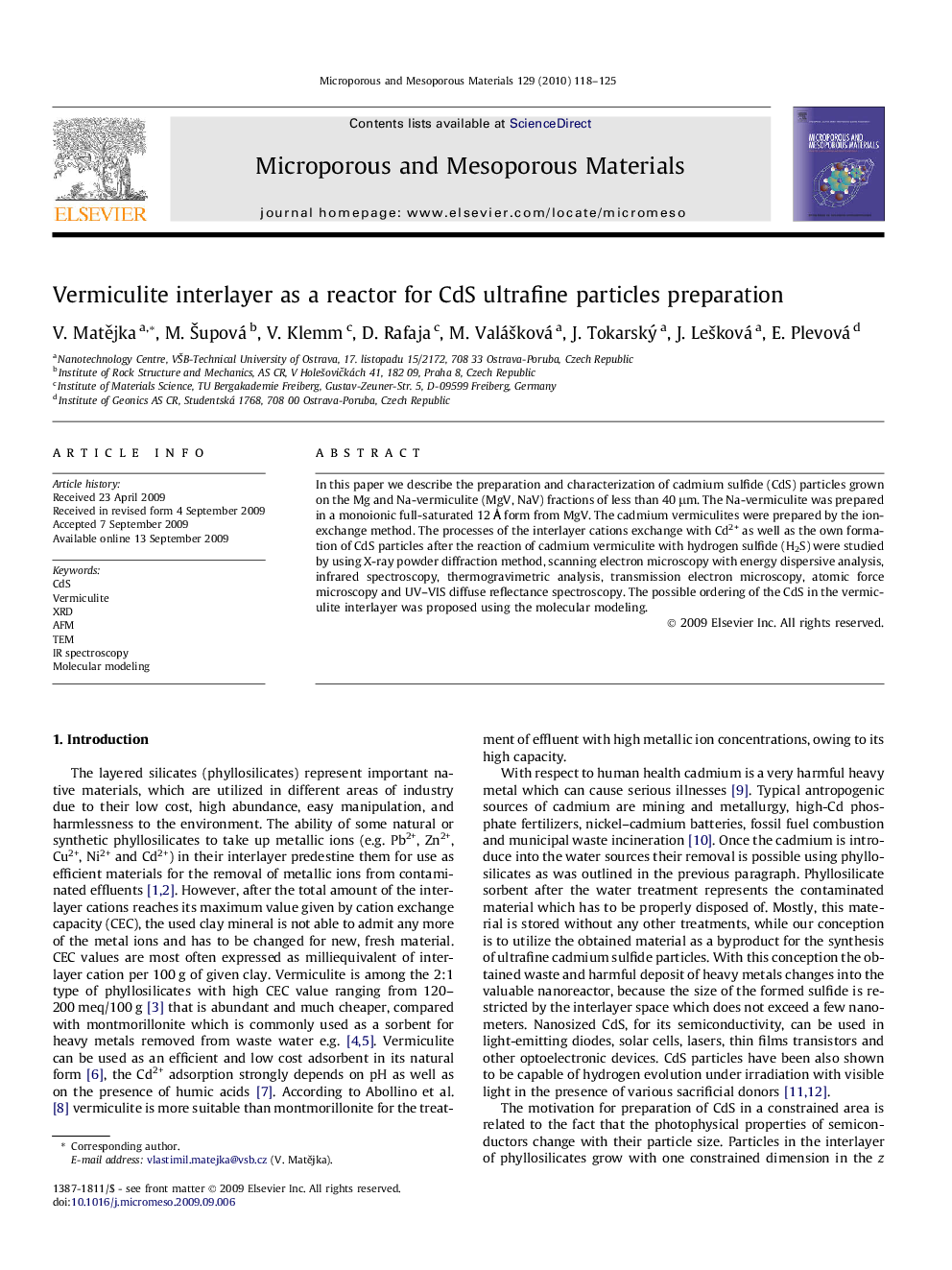 Vermiculite interlayer as a reactor for CdS ultrafine particles preparation