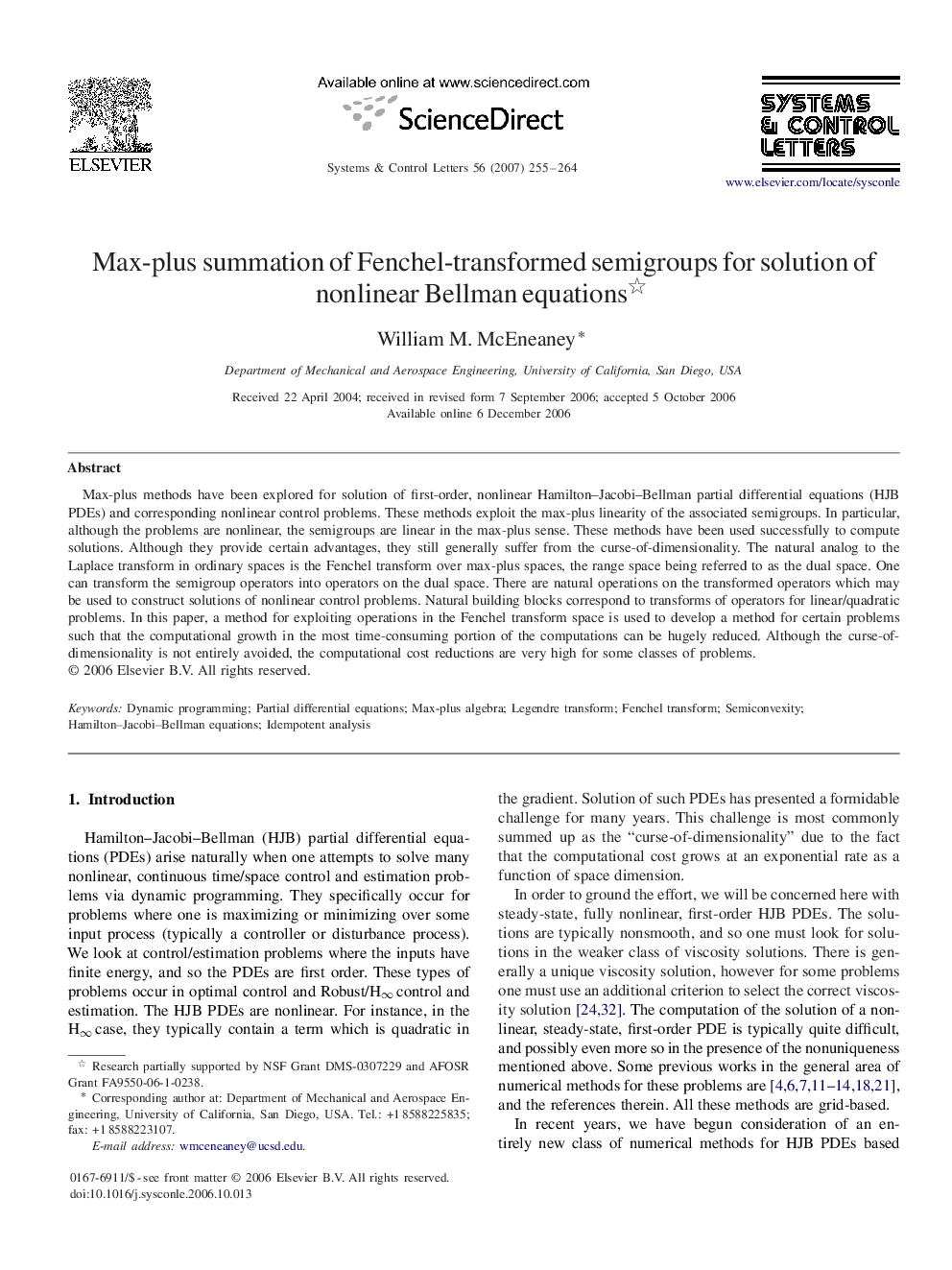 Max-plus summation of Fenchel-transformed semigroups for solution of nonlinear Bellman equations 