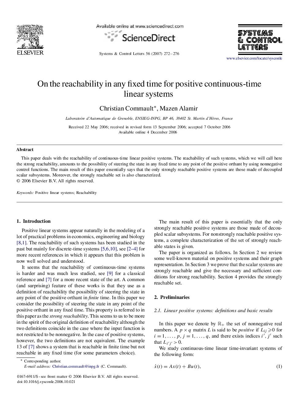 On the reachability in any fixed time for positive continuous-time linear systems