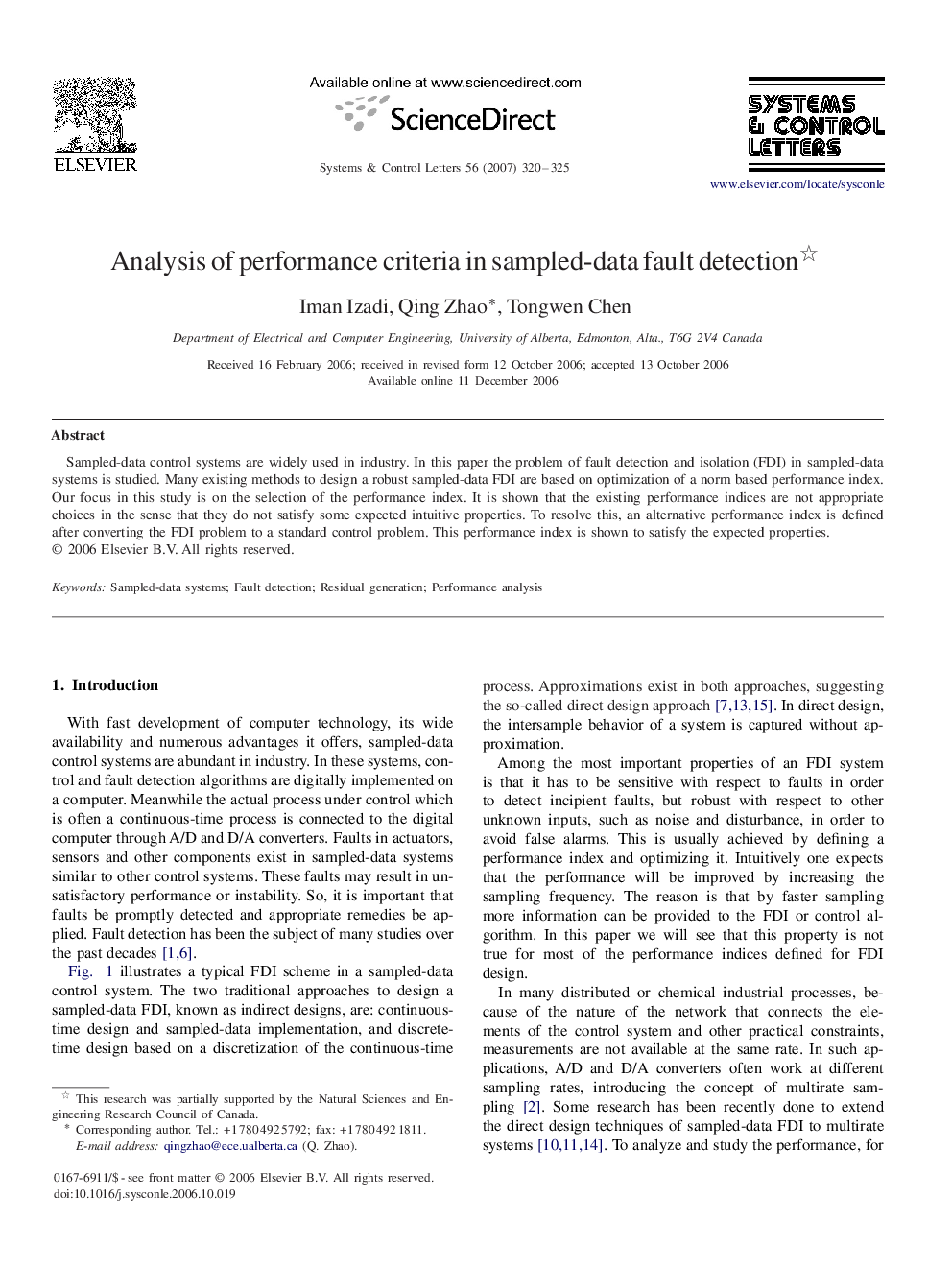 Analysis of performance criteria in sampled-data fault detection