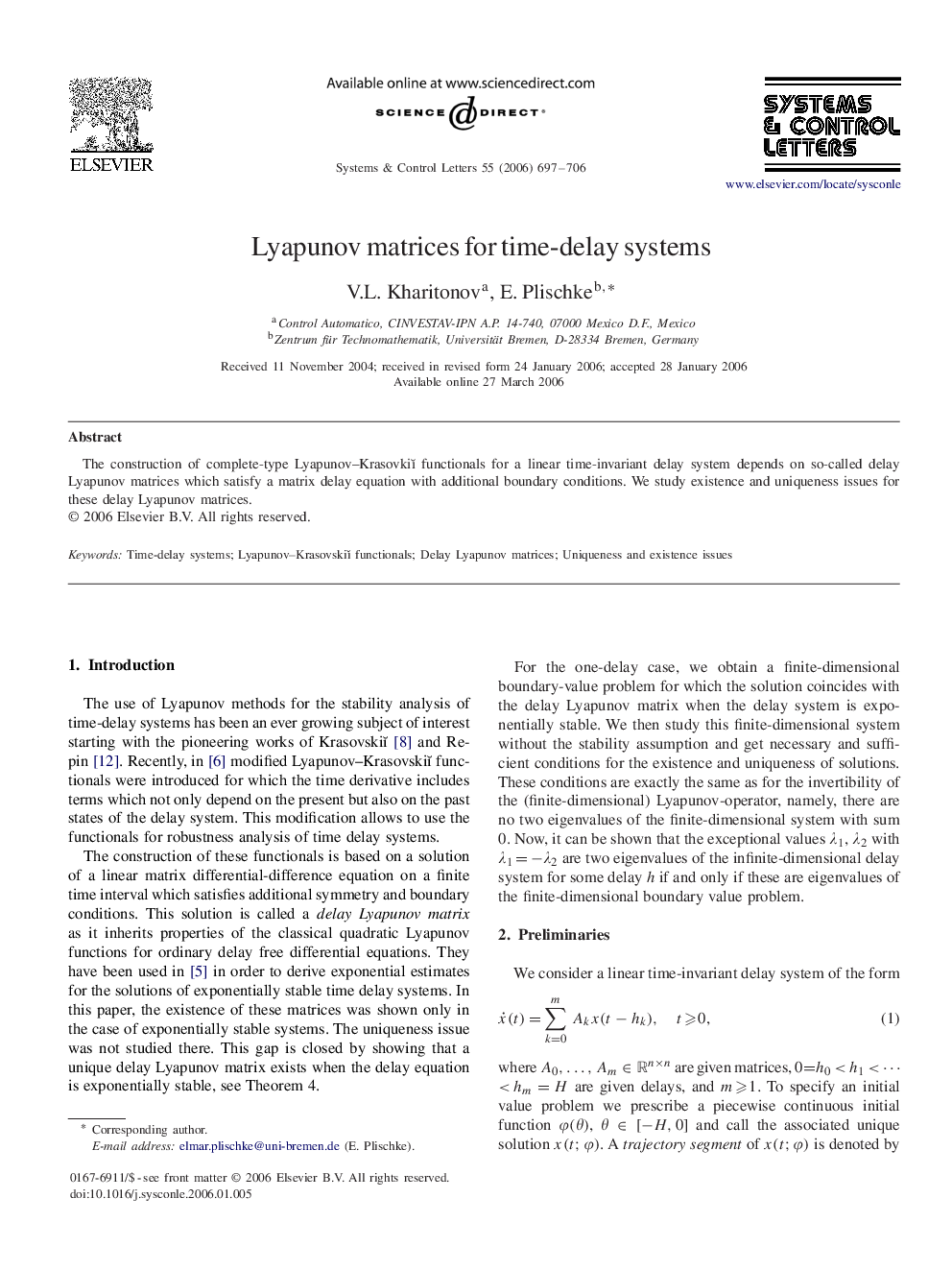 Lyapunov matrices for time-delay systems