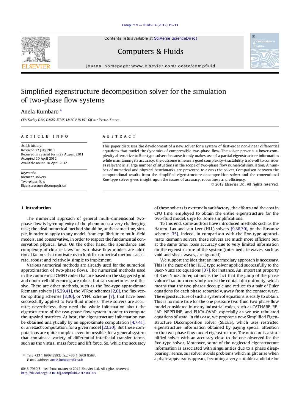 Simplified eigenstructure decomposition solver for the simulation of two-phase flow systems