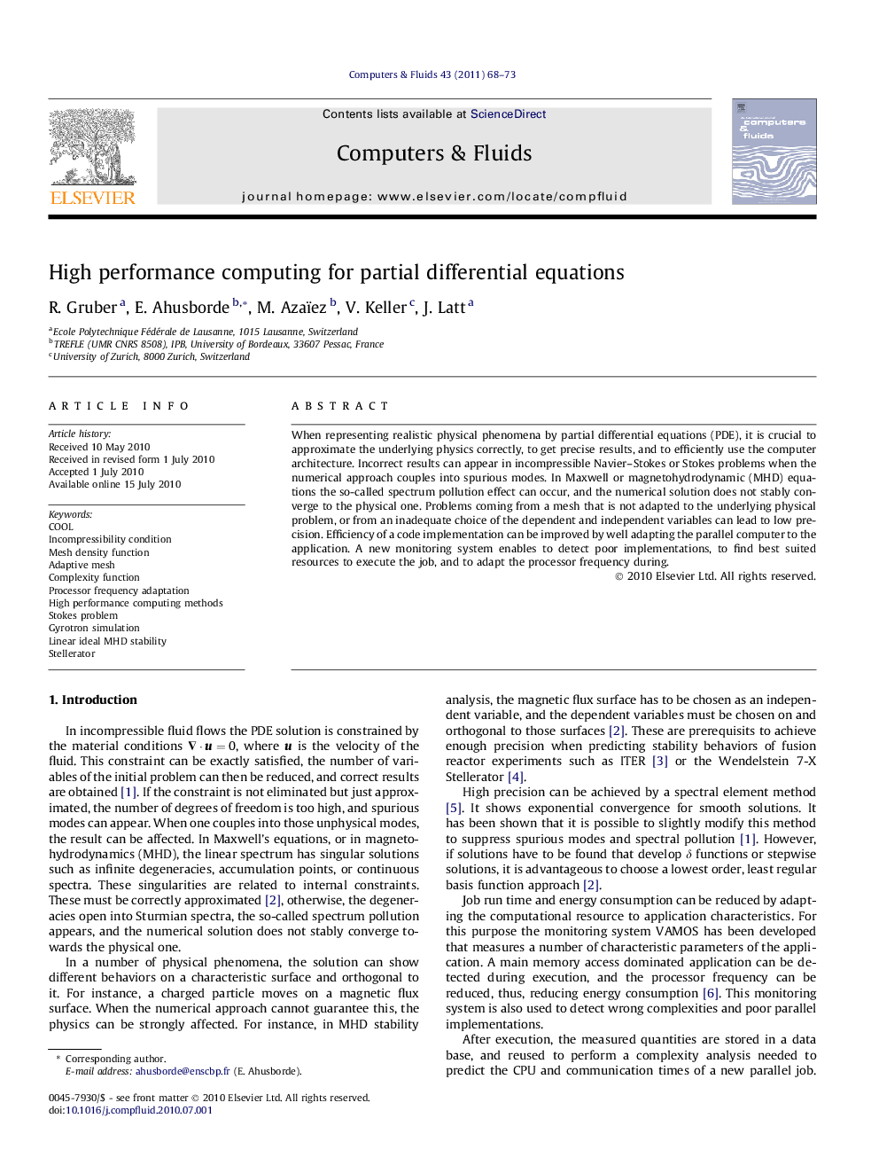 High performance computing for partial differential equations