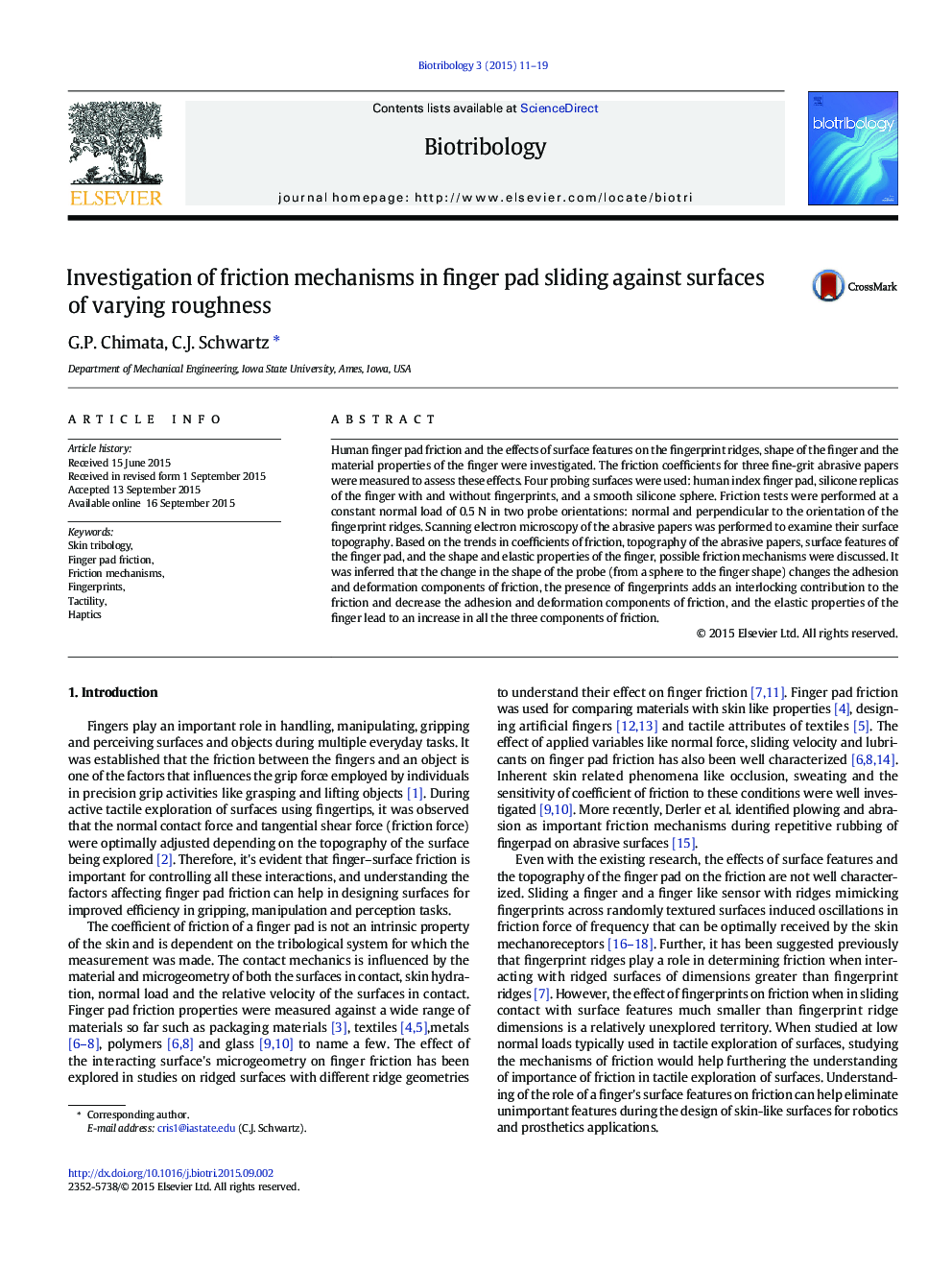 Investigation of friction mechanisms in finger pad sliding against surfaces of varying roughness