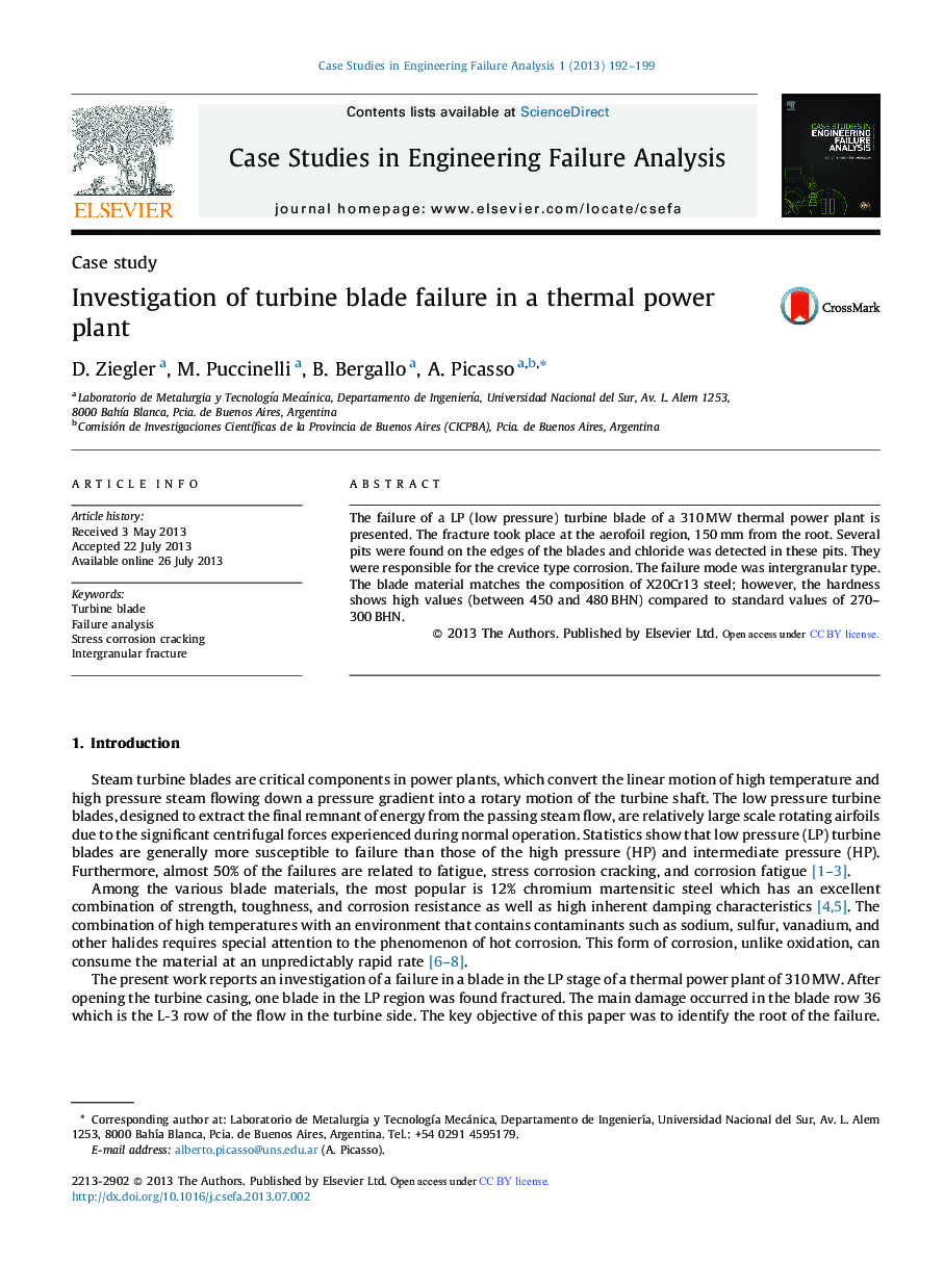 Investigation of turbine blade failure in a thermal power plant