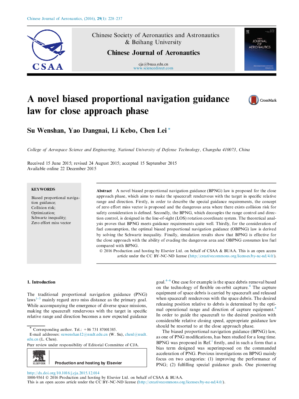 A novel biased proportional navigation guidance law for close approach phase 