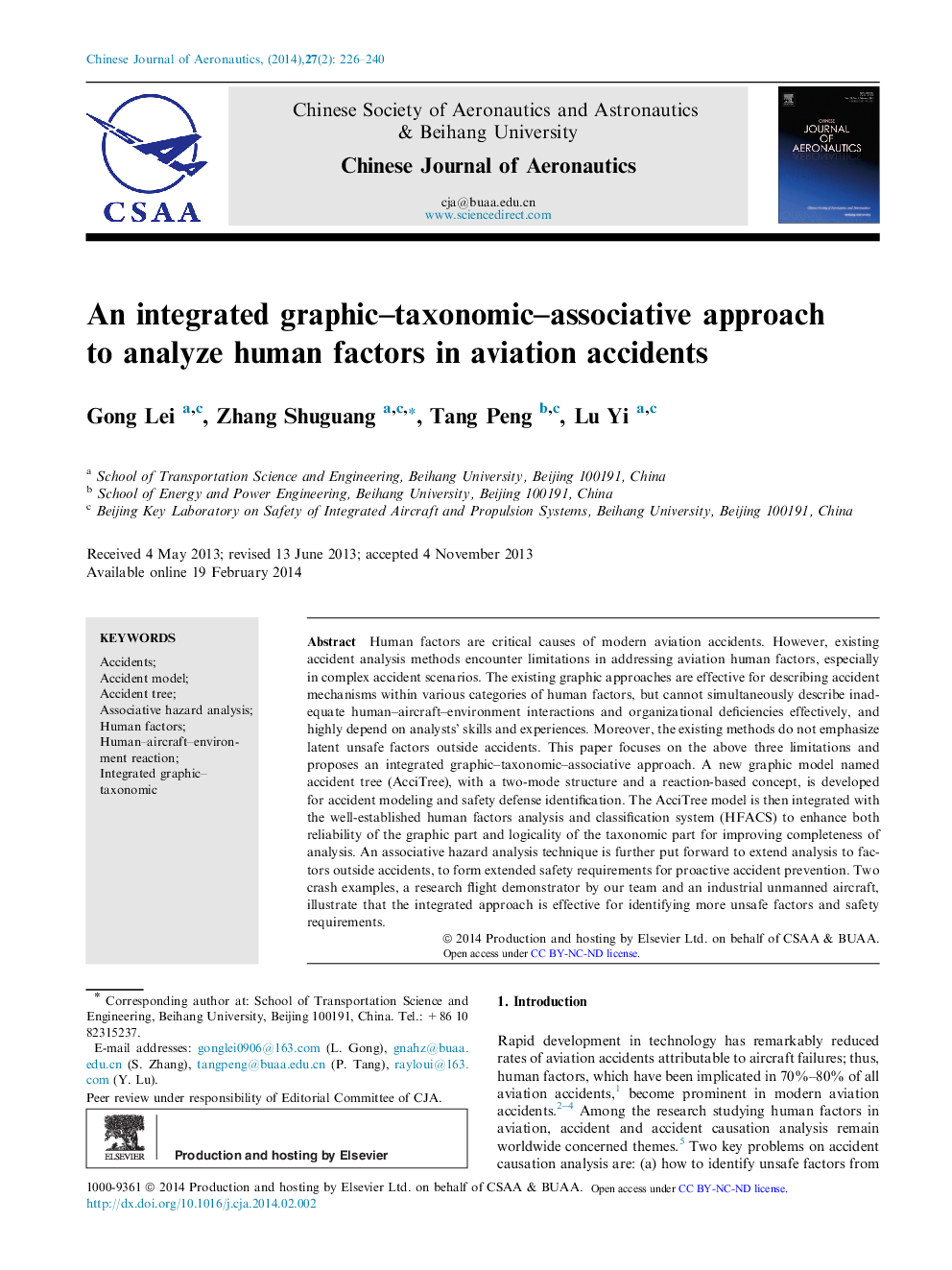 An integrated graphic–taxonomic–associative approach to analyze human factors in aviation accidents 