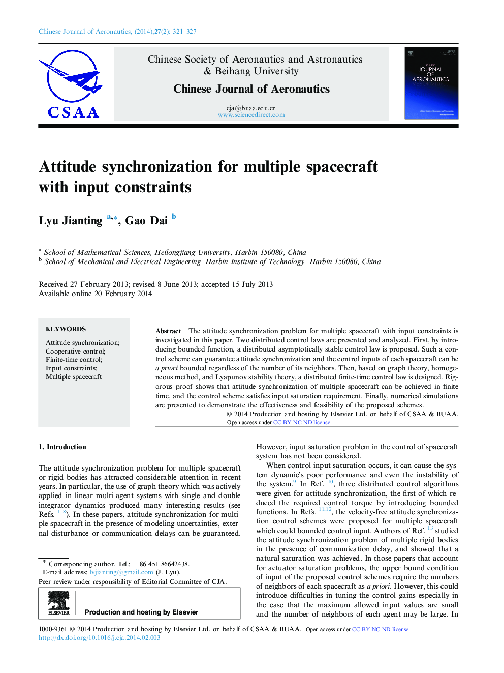 Attitude synchronization for multiple spacecraft with input constraints 