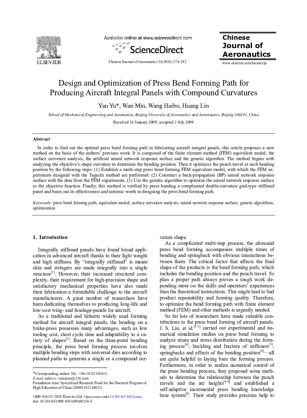 Design and Optimization of Press Bend Forming Path for Producing Aircraft Integral Panels with Compound Curvatures 