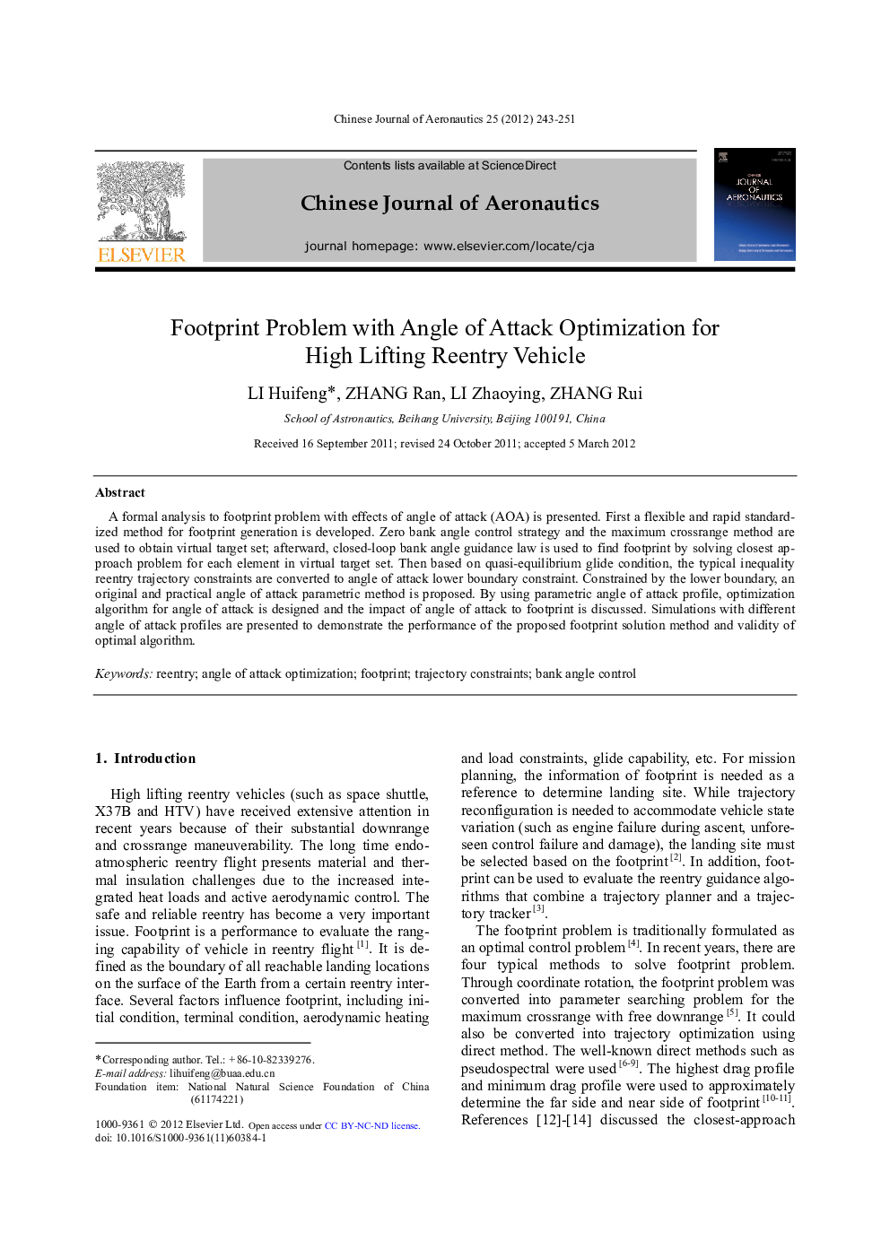 Footprint Problem with Angle of Attack Optimization for High Lifting Reentry Vehicle 