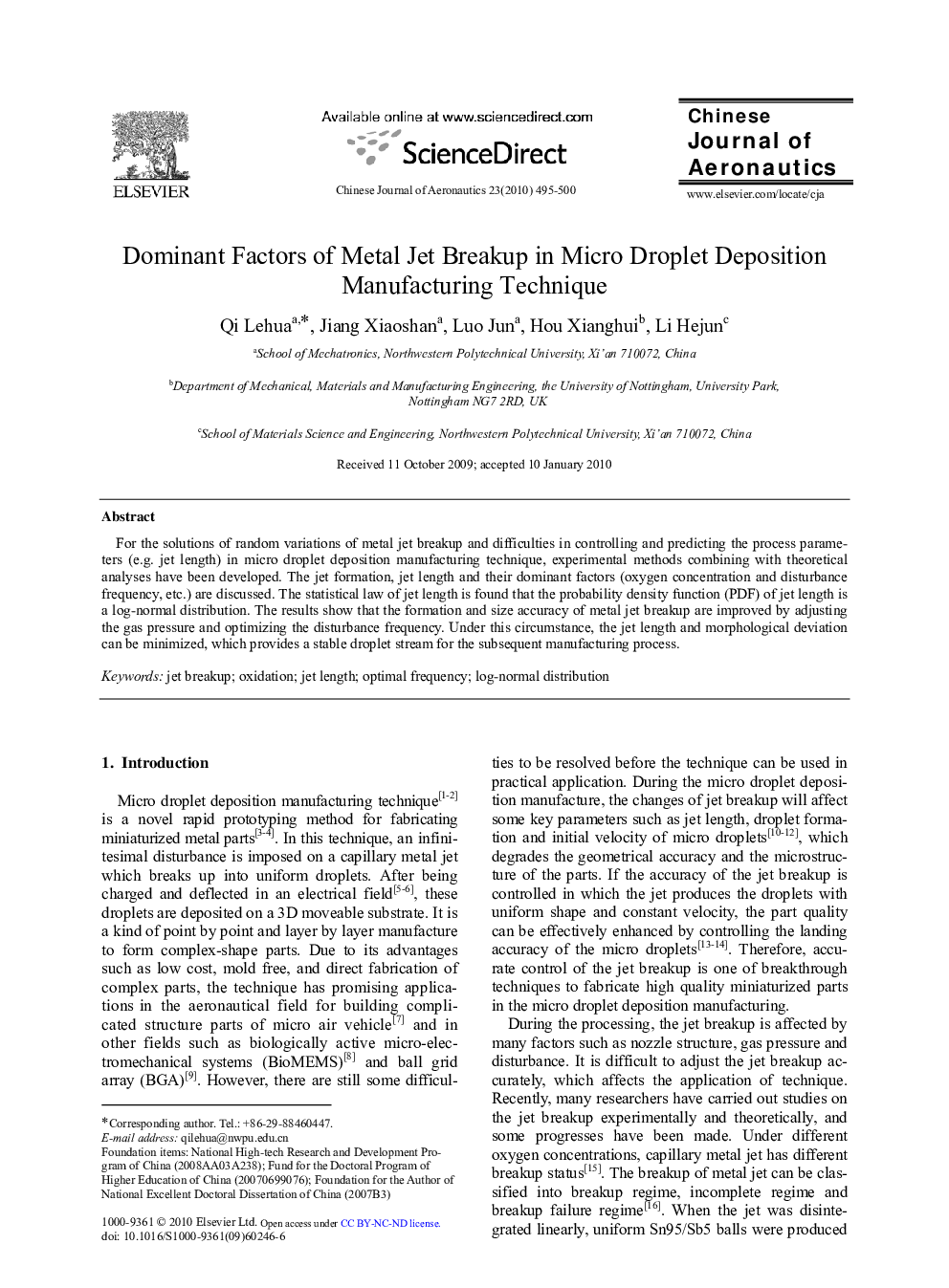 Dominant Factors of Metal Jet Breakup in Micro Droplet Deposition Manufacturing Technique 