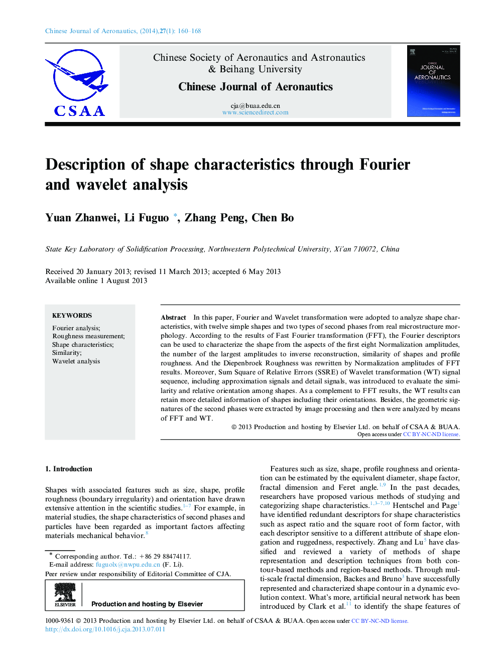 Description of shape characteristics through Fourier and wavelet analysis 