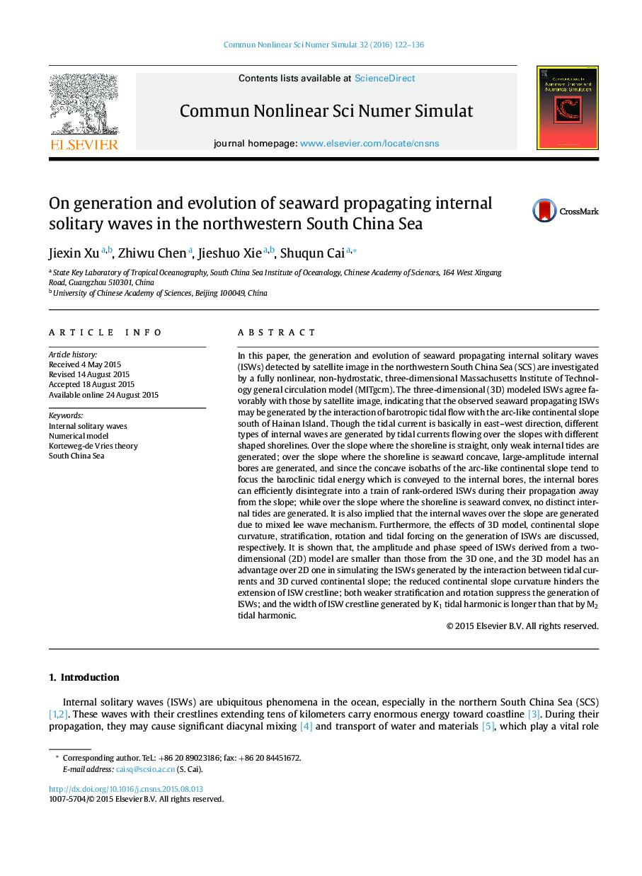 On generation and evolution of seaward propagating internal solitary waves in the northwestern South China Sea