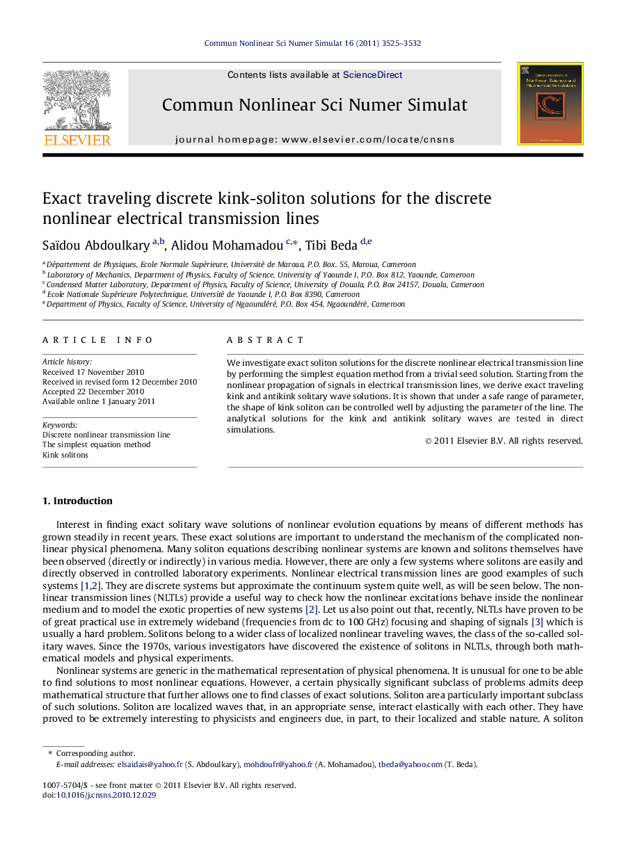Exact traveling discrete kink-soliton solutions for the discrete nonlinear electrical transmission lines