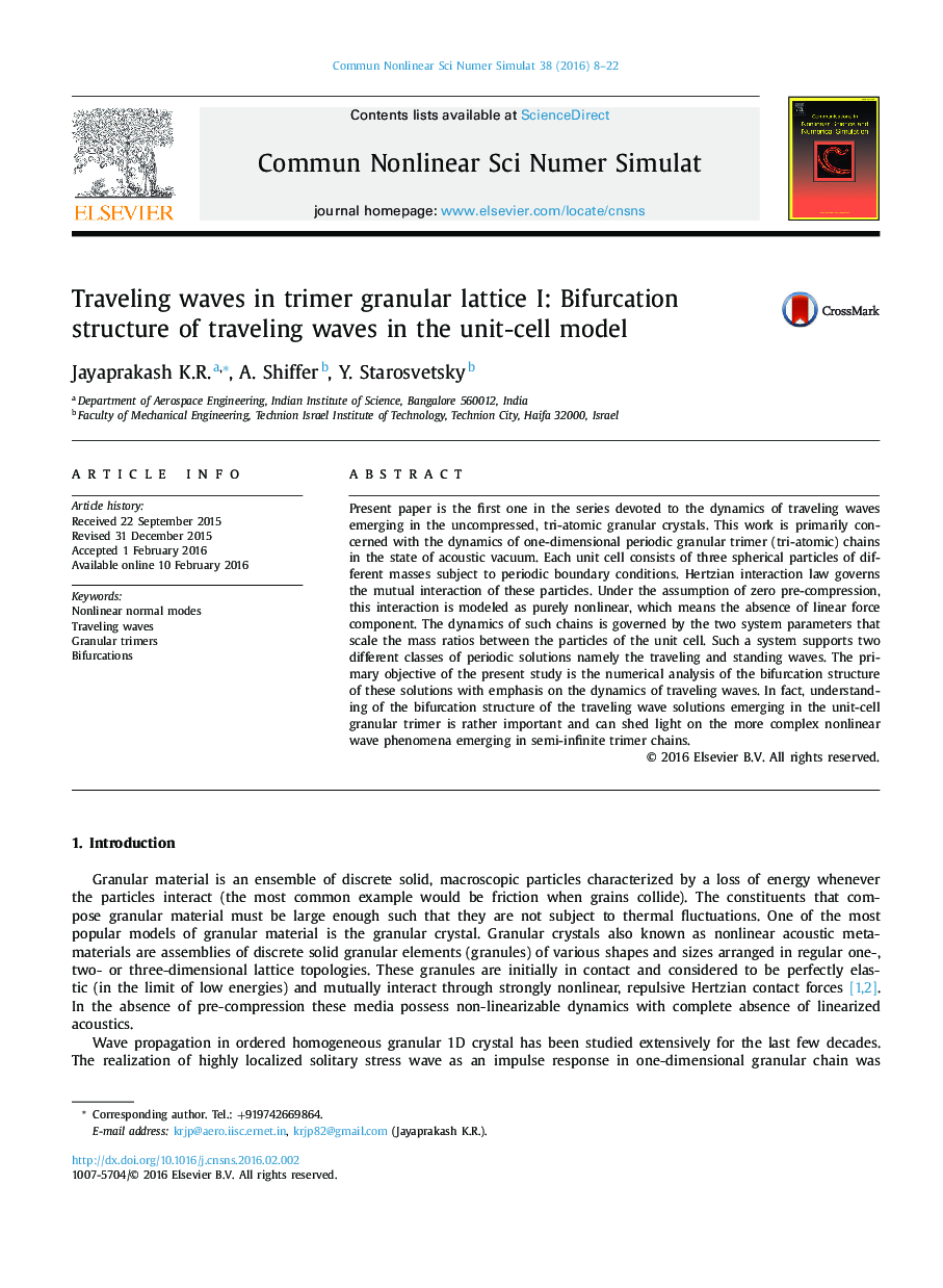 Traveling waves in trimer granular lattice I: Bifurcation structure of traveling waves in the unit-cell model
