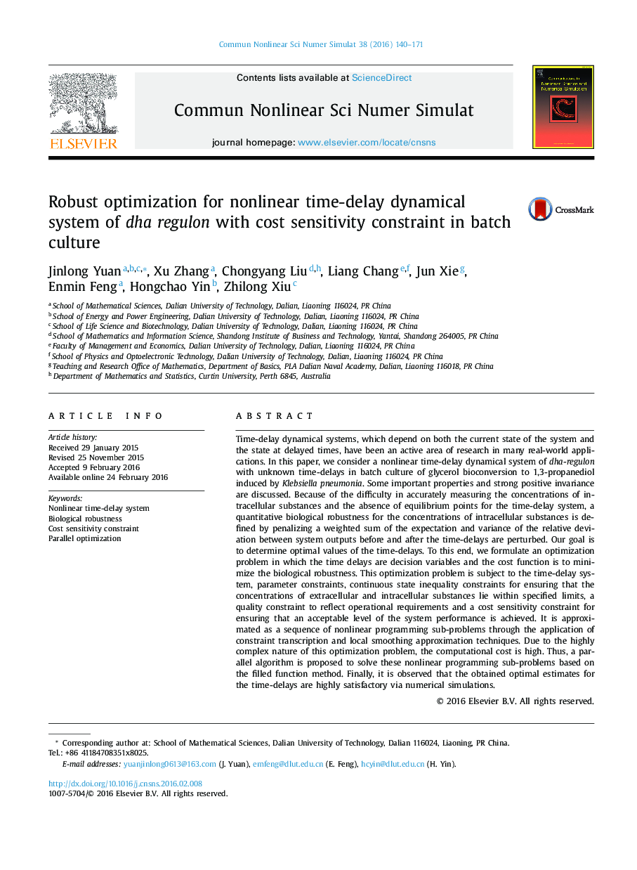 Robust optimization for nonlinear time-delay dynamical system of dha regulon with cost sensitivity constraint in batch culture