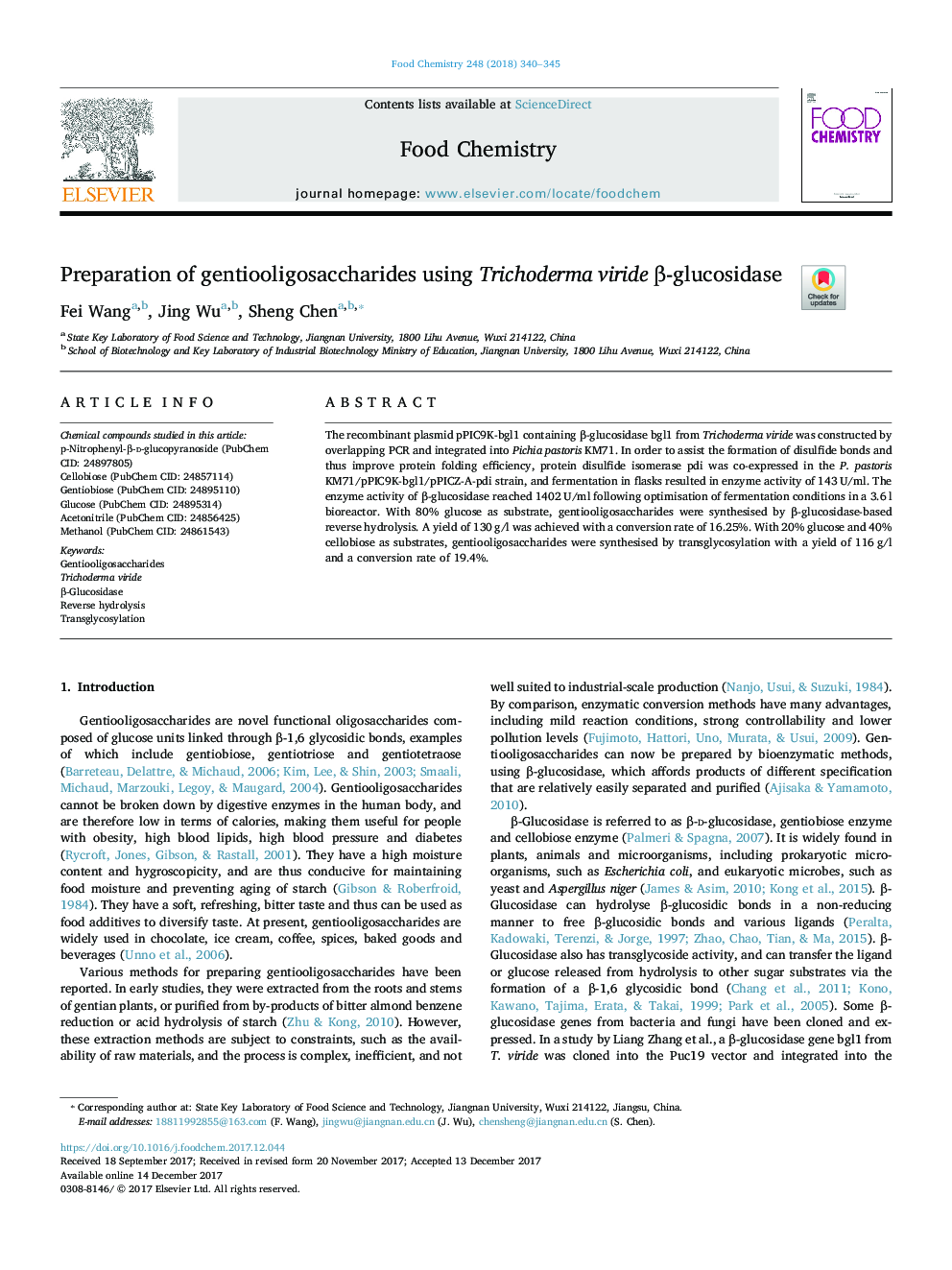 Preparation of gentiooligosaccharides using Trichoderma viride Î²-glucosidase