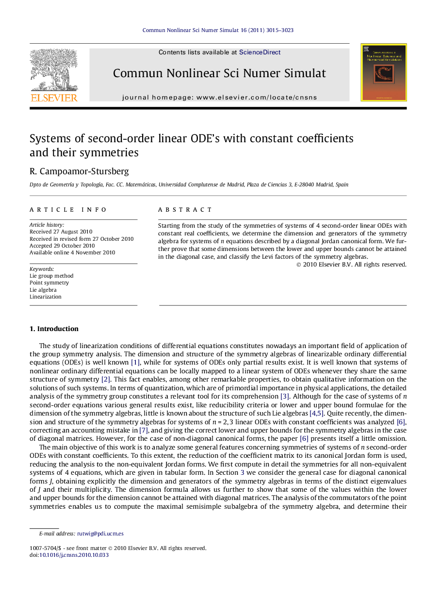 Systems of second-order linear ODE’s with constant coefficients and their symmetries