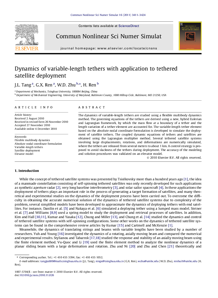 Dynamics of variable-length tethers with application to tethered satellite deployment