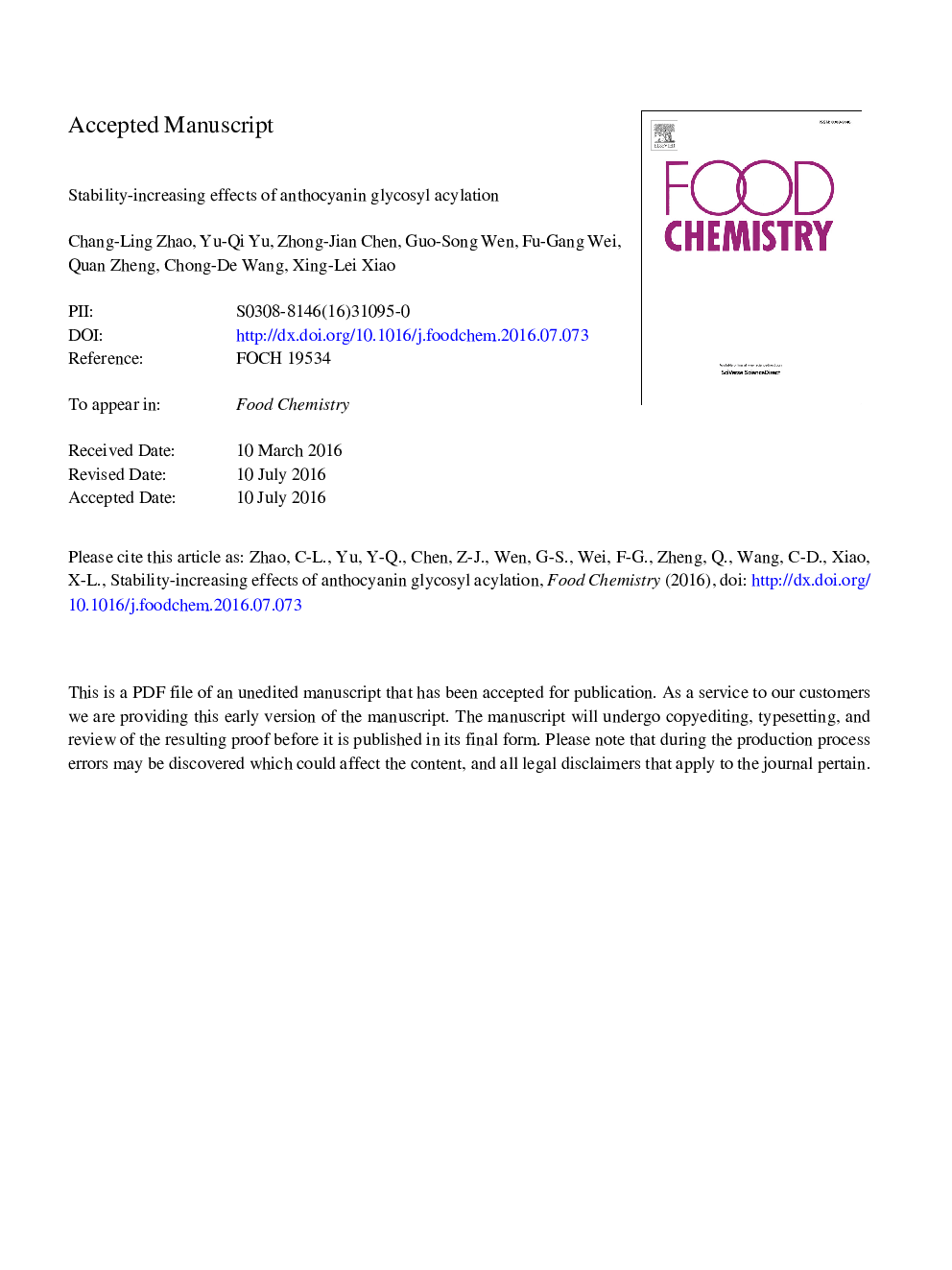 Stability-increasing effects of anthocyanin glycosyl acylation