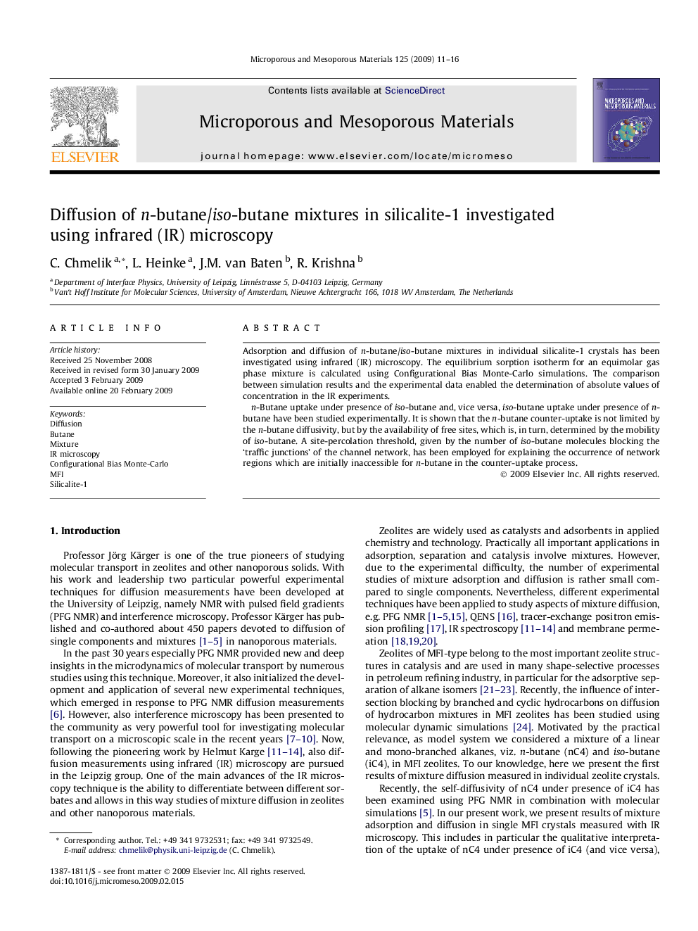 Diffusion of n-butane/iso-butane mixtures in silicalite-1 investigated using infrared (IR) microscopy