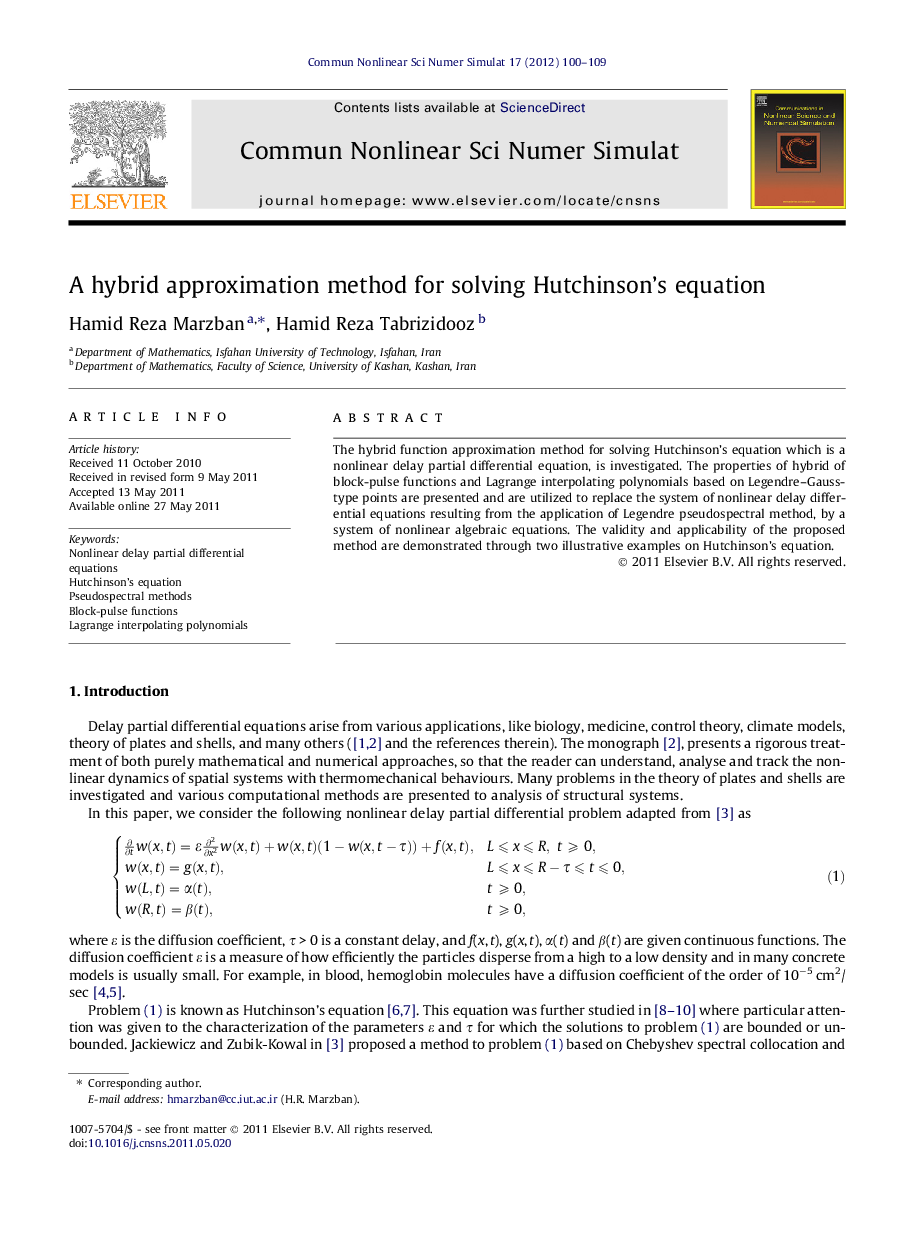 A hybrid approximation method for solving Hutchinson’s equation