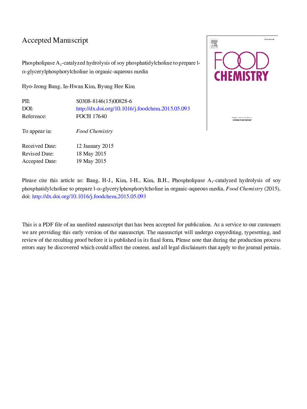 Phospholipase A1-catalyzed hydrolysis of soy phosphatidylcholine to prepare l-Î±-glycerylphosphorylcholine in organic-aqueous media