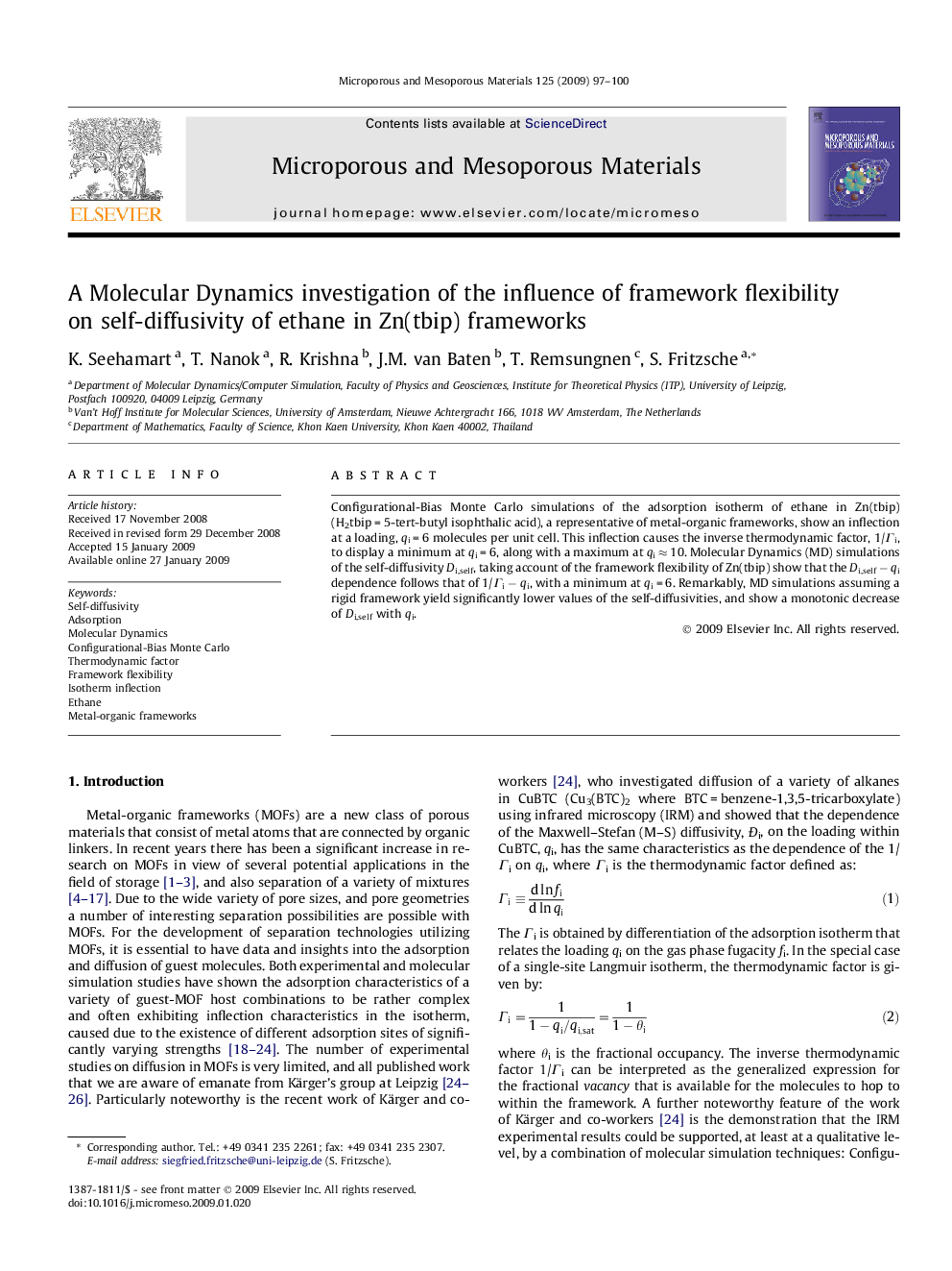 A Molecular Dynamics investigation of the influence of framework flexibility on self-diffusivity of ethane in Zn(tbip) frameworks