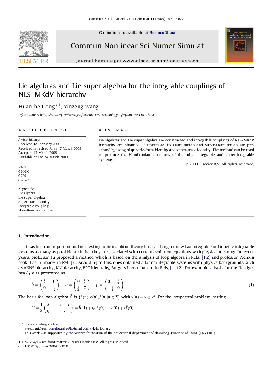 Lie algebras and Lie super algebra for the integrable couplings of NLS–MKdV hierarchy