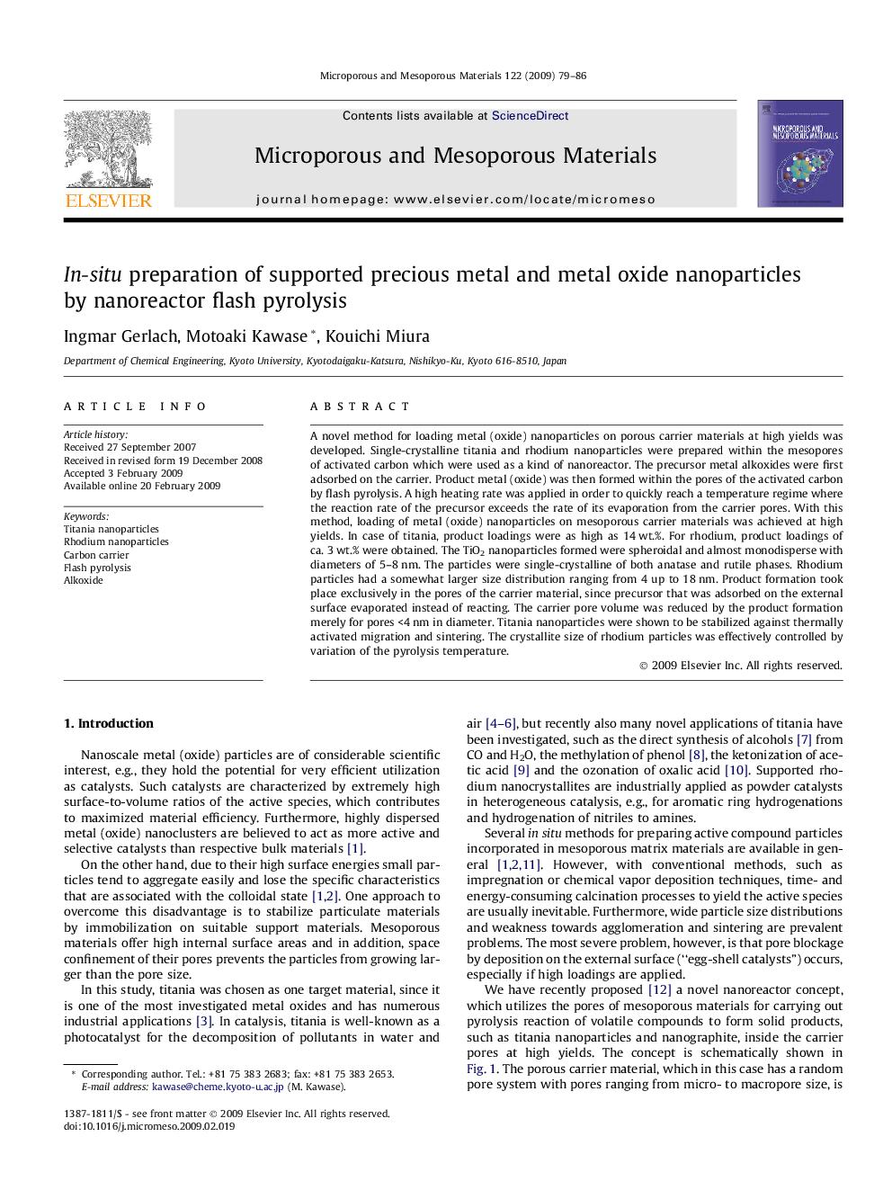 In-situ preparation of supported precious metal and metal oxide nanoparticles by nanoreactor flash pyrolysis