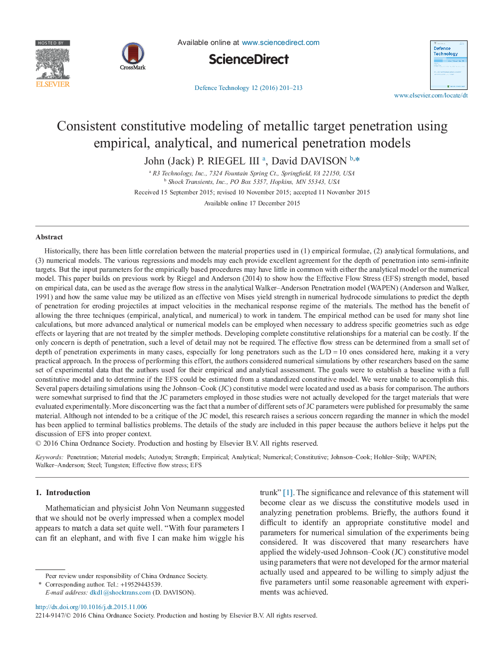 Consistent constitutive modeling of metallic target penetration using empirical, analytical, and numerical penetration models 